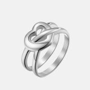 Love Heart Shaped Double Ring Stainless Steel Couple Ring