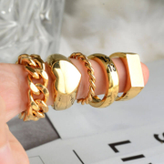 Simple Punk Style 5 Piece Gold Stainless Steel Ring Set