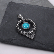 Drop-shaped Turquoise Stainless Steel Men's Pendant