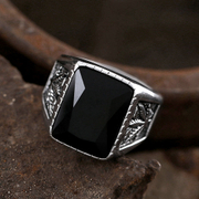 Leaf Pattern With Gemstone Stainless Steel Men's Ring