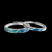 Royal Blue Sterling Silver Adjustable Couple Ring
