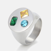 Anello minimalista in acciaio inossidabile con zirconi rotondi