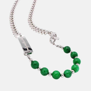 Collar de acero inoxidable con piedra verde