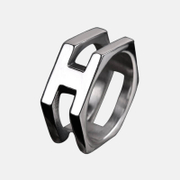 Bague creuse en acier inoxydable en forme d'hexagone