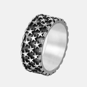 Bague ciel étoilé en acier inoxydable dentelé