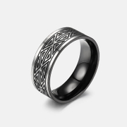 Bague en acier inoxydable motif triangle géométrique