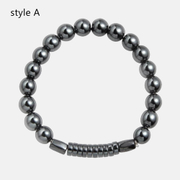 Hematite Round Bead Stainless Steel Bracelet