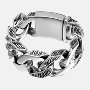 Pulseira masculina de aço inoxidável cubano salpicado