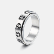 Smiley Face Stainless Steel Spinner Ring