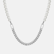Simple Pearl Stainless Steel Cuban Necklace