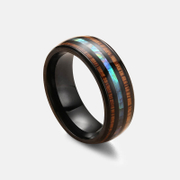 Patterned Stainless Steel Black Ring