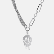 Collier en acier inoxydable visage souriant effrayant
