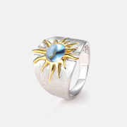 Sun Pattern Topaz Sterling Silver Ring