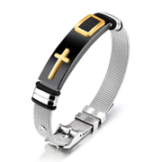 Mesh Strap Cross Stainless Steel Adjustable Bracelet