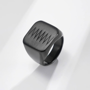 Bague minimaliste en acier inoxydable avec patch craquelé