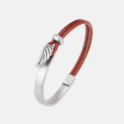 Angel Wing Stainless Steel Leather Bracelet