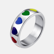 Anel de aço inoxidável do orgulho LGBT do arco-íris