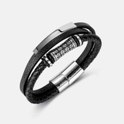 Pulsera de cuero de acero inoxidable multicapa para hombre