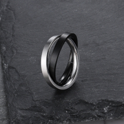 Brushed Matte Double Ring Stainless Steel Ring Pendant Dual Purpose