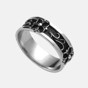 Bague rétro en acier inoxydable avec trèfle à quatre feuilles