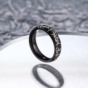 Vintage Cracked Pattern Stainless Steel Ring