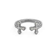 Double Cross Sterling Silver Open Ring