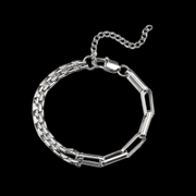 Square Buckle Double Layer Stainless Steel Minimalist Necklace Set