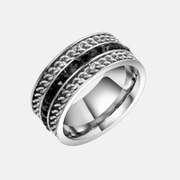Chain Black Stone Stainless Steel Ring