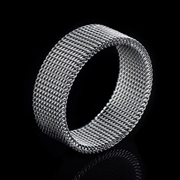 Mesh Tricolor Stainless Steel Biker Ring