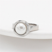 Simple Rose Shaped Pearl Stainless Steel Ring