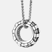 Distressed Tire Shape Stainless Steel Pendant