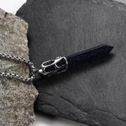 Hexagonal Prism Gemstone Sword Stainless Steel Pendant