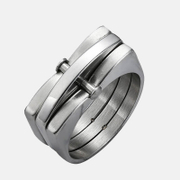 Fashion Bolt Three-Layer Stainless Steel Ring