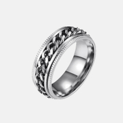 Simple Steel Toothed Chain Stainless Steel Spinner Ring