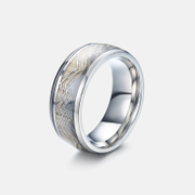 Wine Barrel Wood Grain Stainless Steel Ring