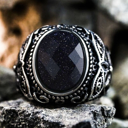 Pattern Tiger's Eye Men's Gemstone Ring