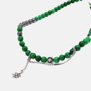 Collier de perles en acier inoxydable soleil et étoile