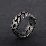 Vintage Chain Pattern Stainless Steel Men's Ring