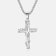 Pendentif Croix Arbre de Vie Acier Inoxydable
