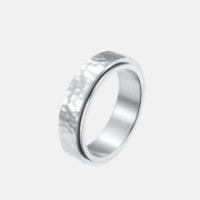 Minimalist Hammered Pattern Stainless Steel Spinner Ring
