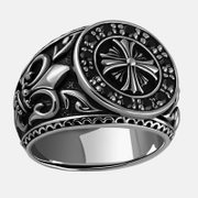 Obsidian Crusader Sterling Silver Men's Ring
