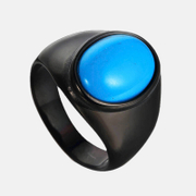 Oval Turquoise Stainless Steel Ring
