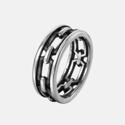Bague pour homme rétro creuse en acier inoxydable