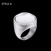 Anel feminino de aço inoxidável opala