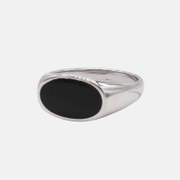 Oval Black Epoxy Stainless Steel Ring