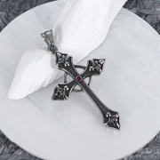 Fleuree Cross Stainless Steel Gemstone Pendant