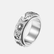 Star Moon Sun Stainless Steel Spinner Ring