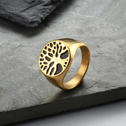 Tree Of Life Stainless Steel Men's Viking Ring