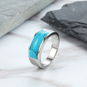 Anillo de hombre de acero inoxidable turquesa