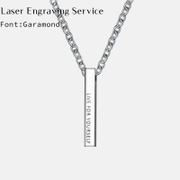 Long Column Engraving Stainless Steel Necklace